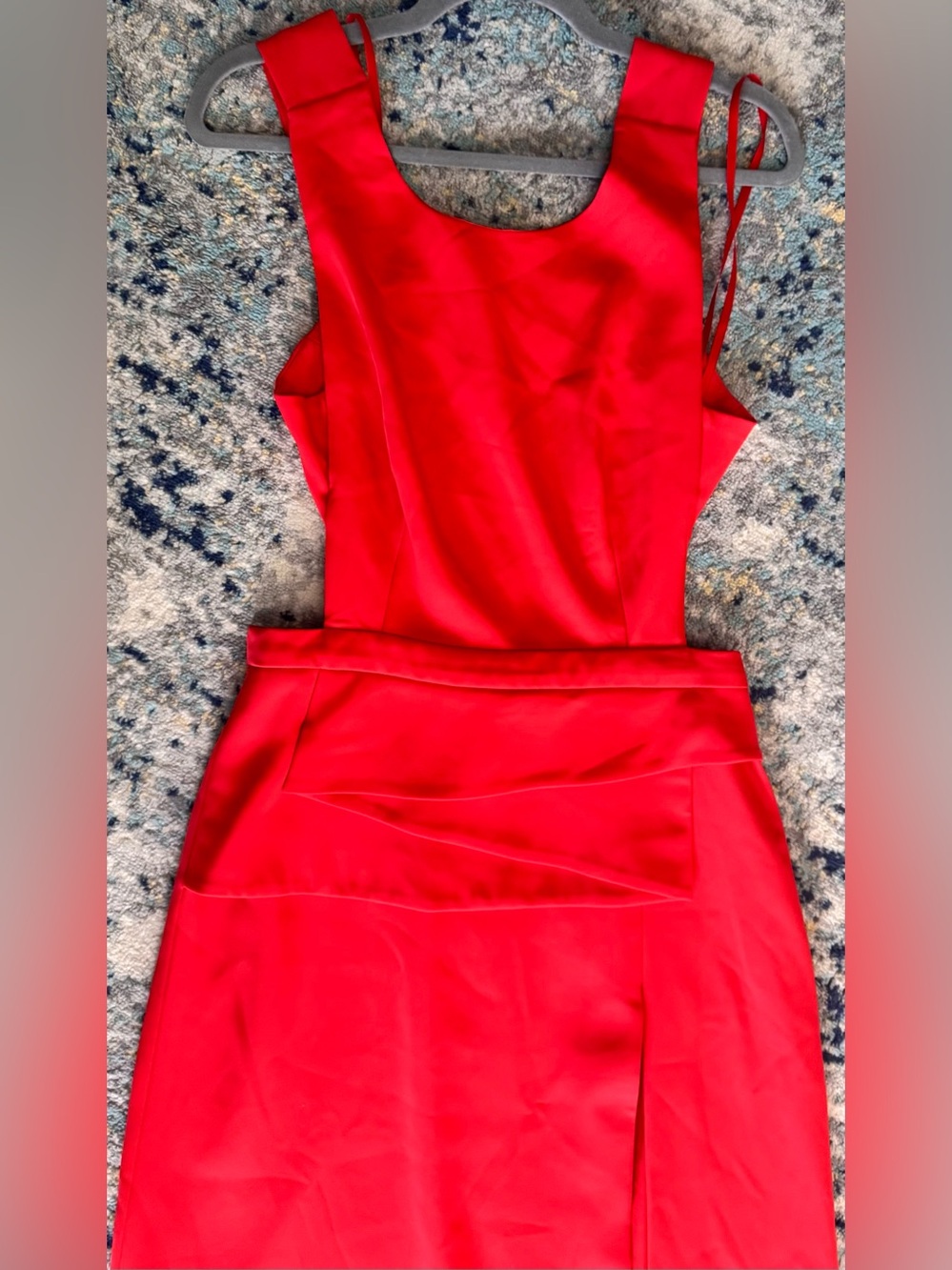 BCBGMaxAzria Kiara BT Poppy Red Evening Gown, Size 6..Peplum, Slit, Cut-out - Picture 9 of 11